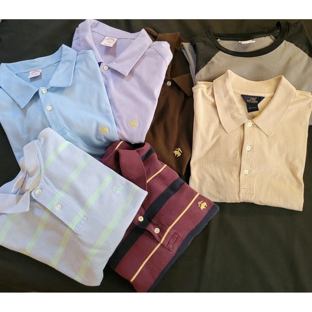 7 SHIRT BUNDLE LOT BROOKS BROTHERS MENS XL ORIGINAL FIT 346 POLO SHORT SLEEVE